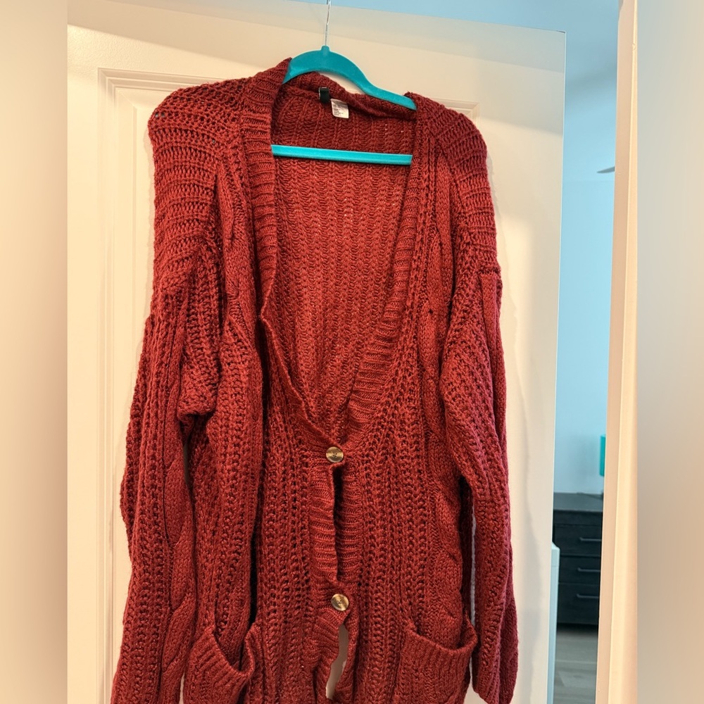 H&M Deep Red Knit Cardigan